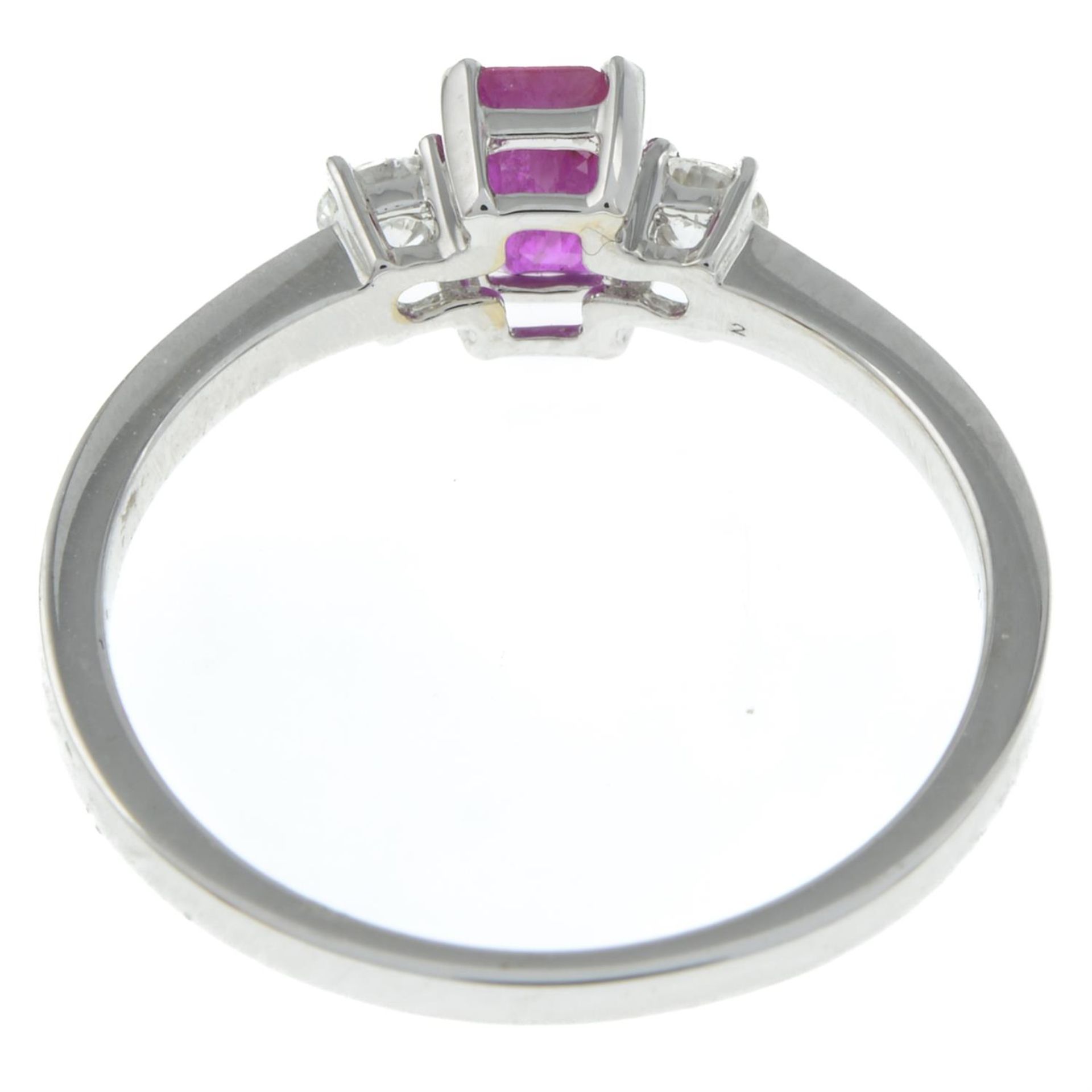 18ct gold ruby & diamond three-stone ring - Image 2 of 2