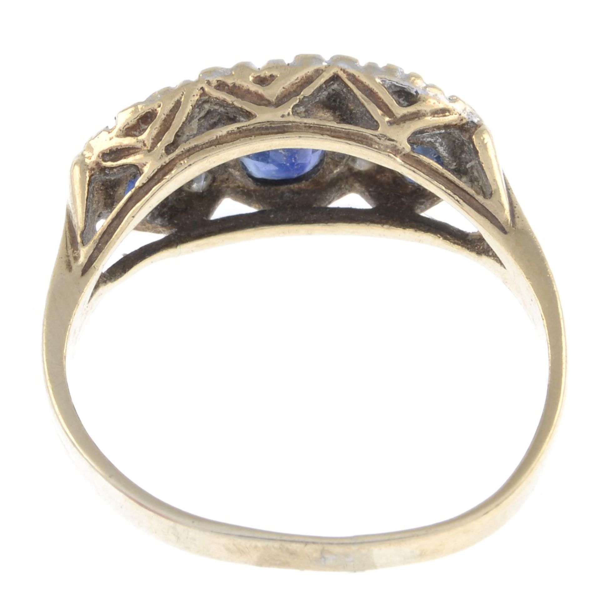 9ct gold sapphire & pave-set diamond ring - Image 2 of 2