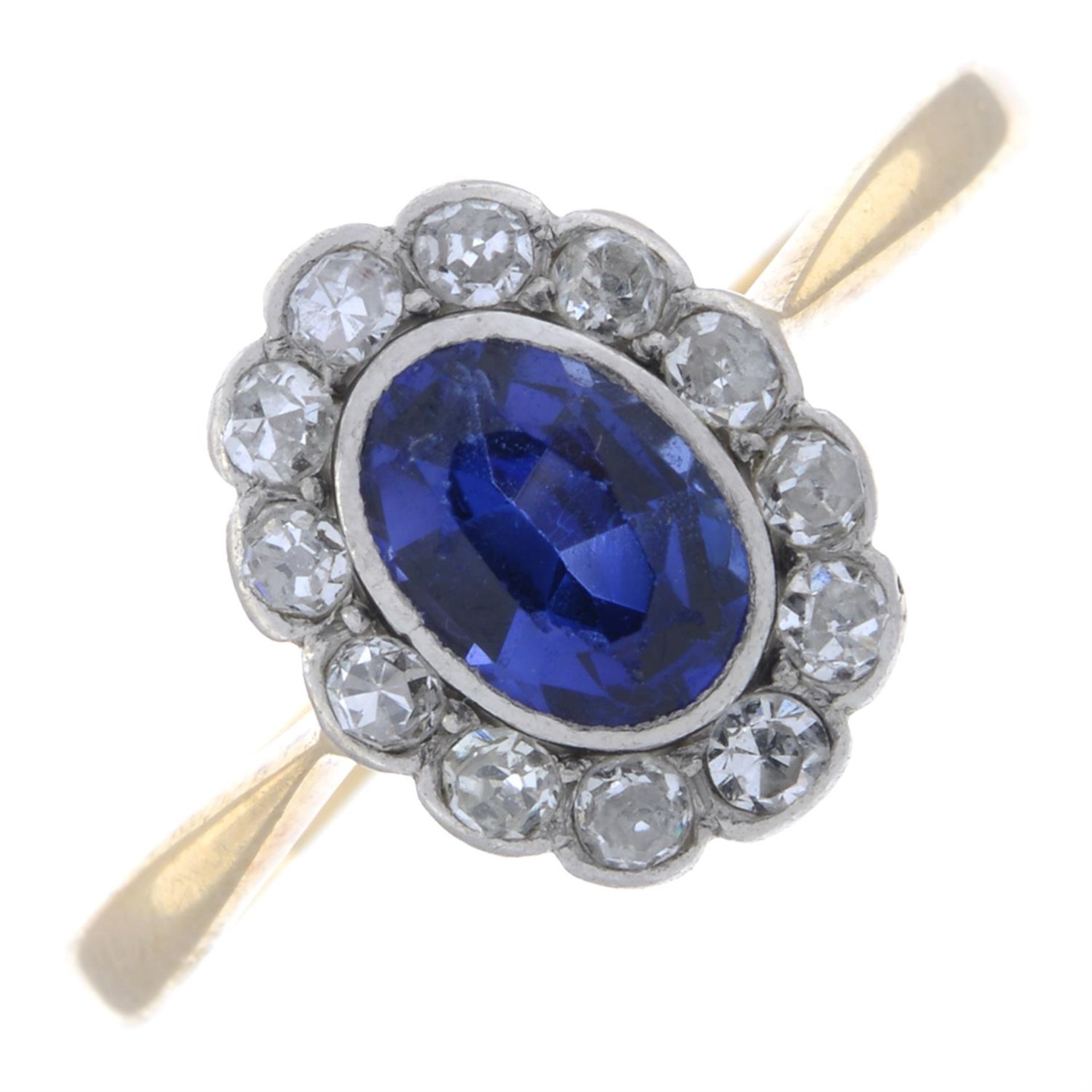 Sapphire & diamond cluster ring
