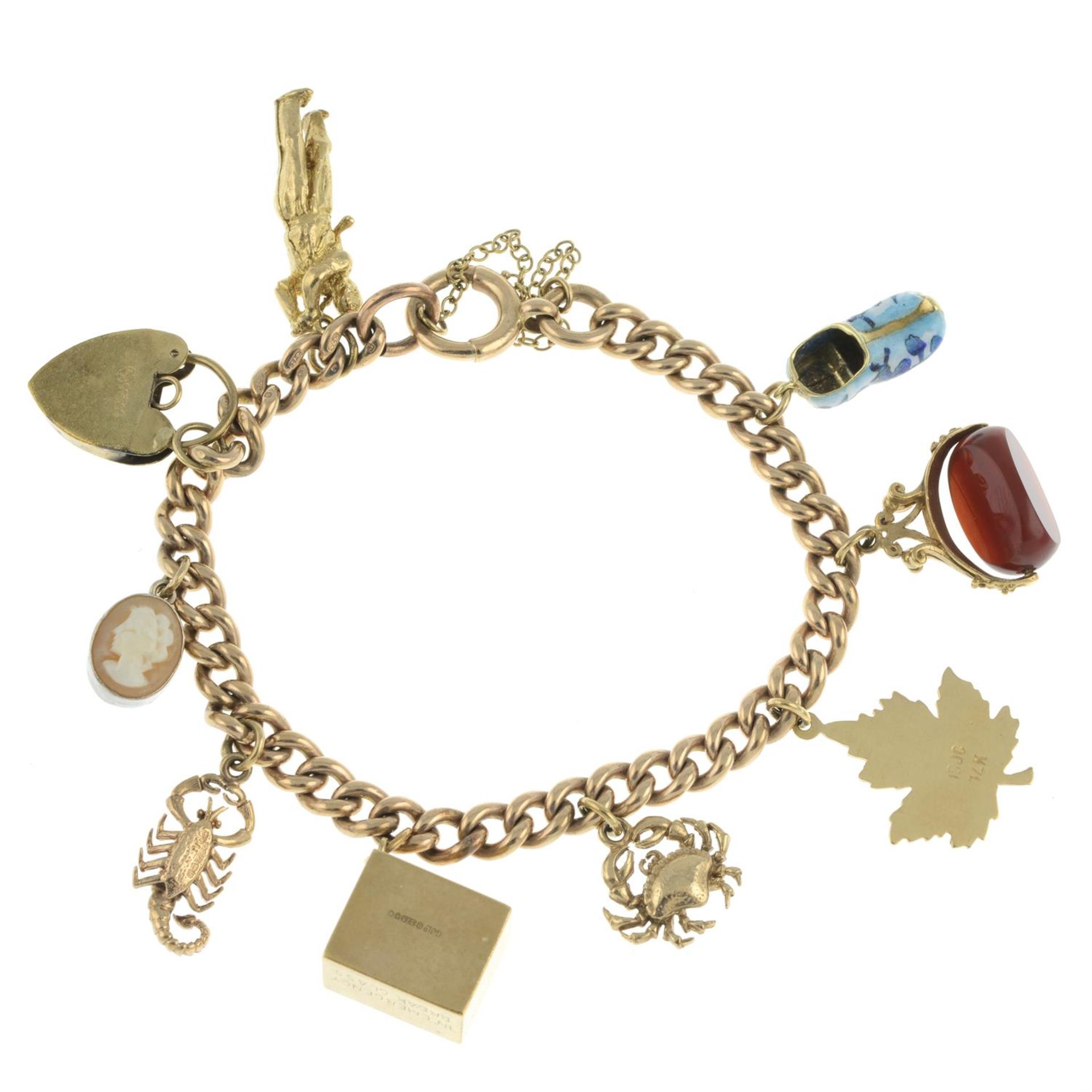 Mid 20th century 9ct gold bracelet, with variously designed charms - Image 2 of 2