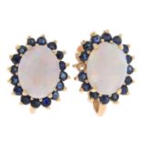 Opal & sapphire cluster earrings, AF