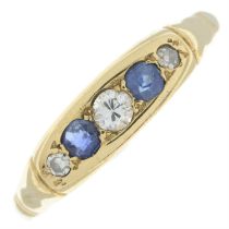 Mid 20th century sapphire & diamond ring