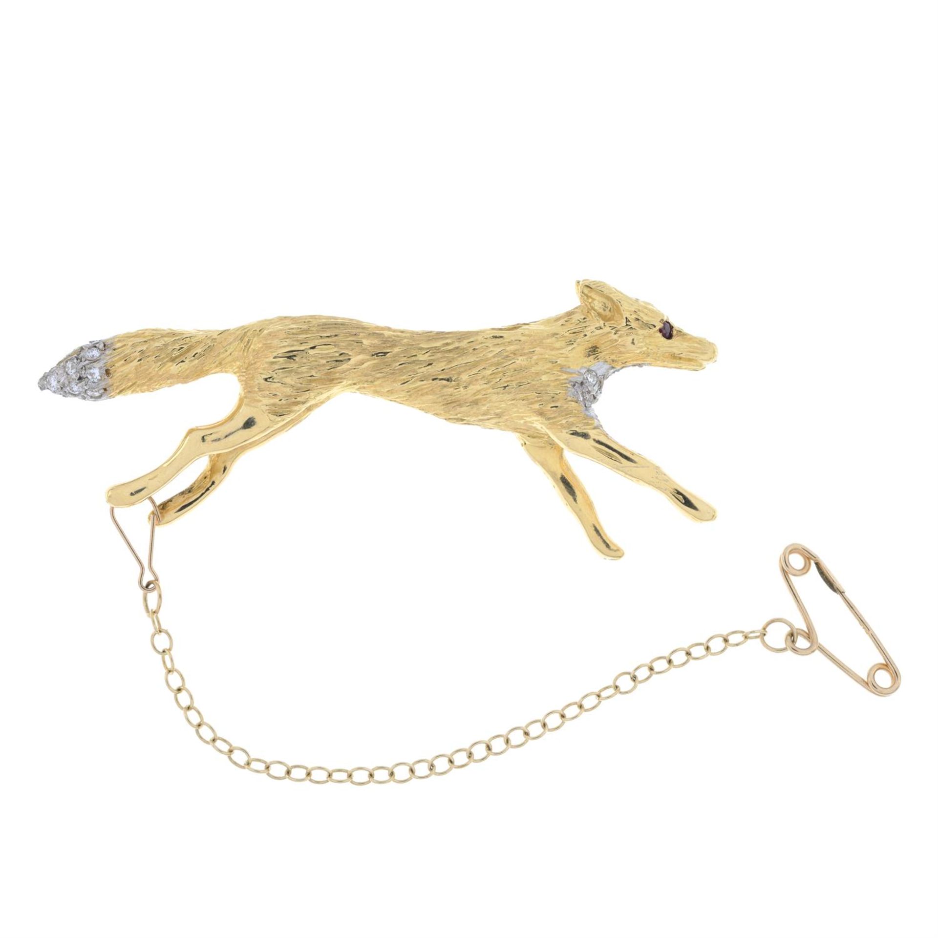 18ct gold diamond fox brooch - Image 4 of 4