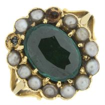 Garnet-topped-doublet & split pearl ring