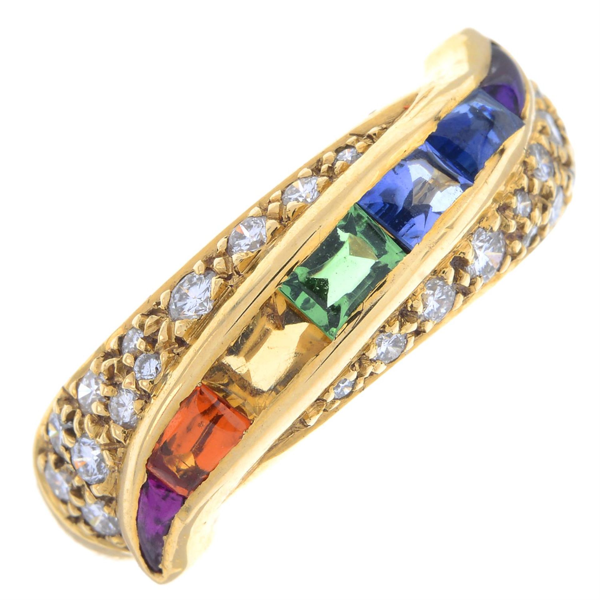18ct gold vari-hue sapphire & diamond ring