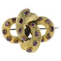 Victorian gold garnet knot brooch