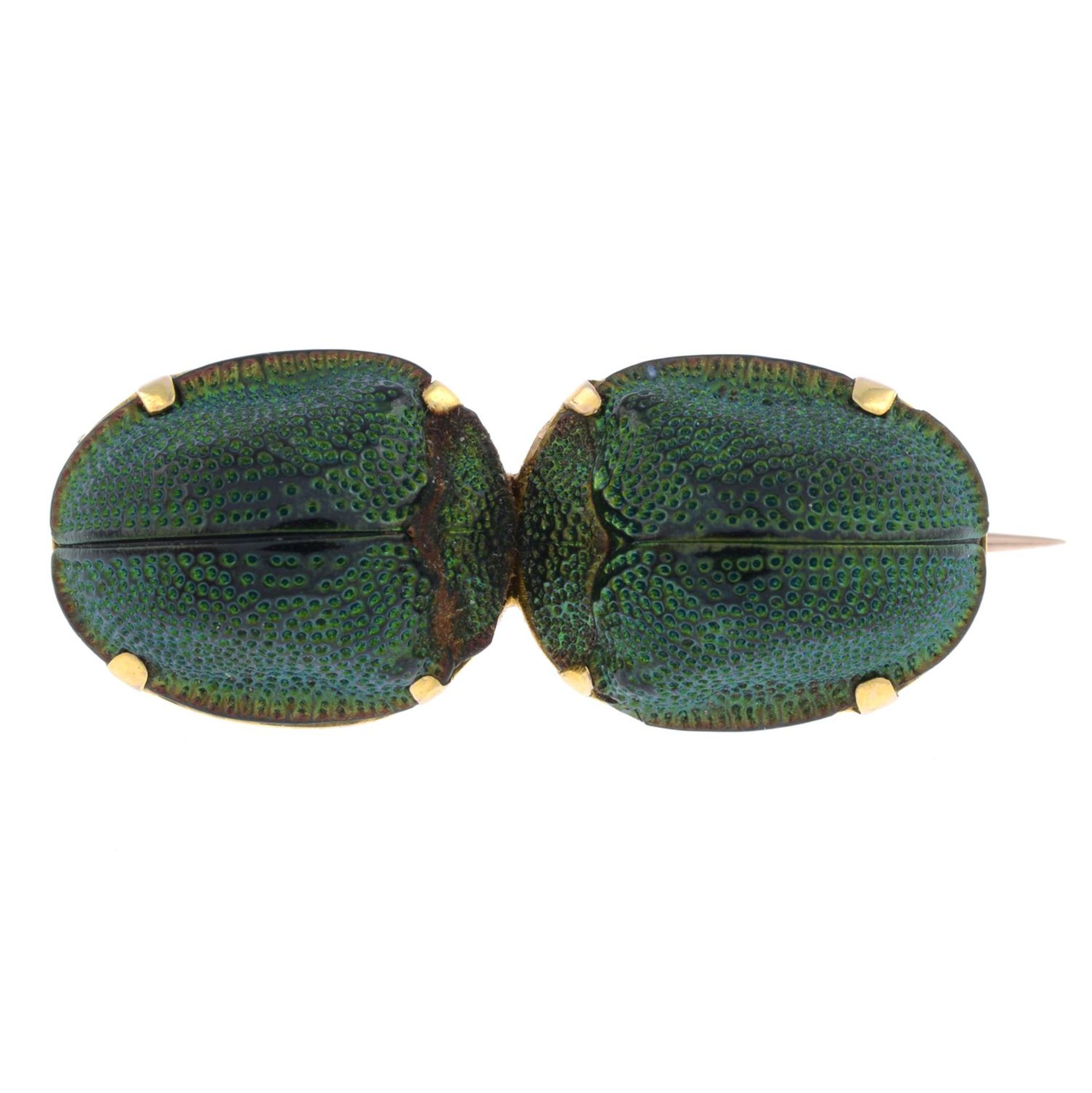 Early 20th century scarab beetle brooch