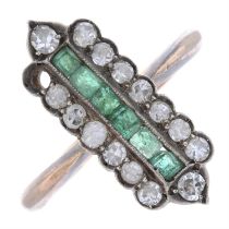 Early 20th century emerald & diamond dress ring