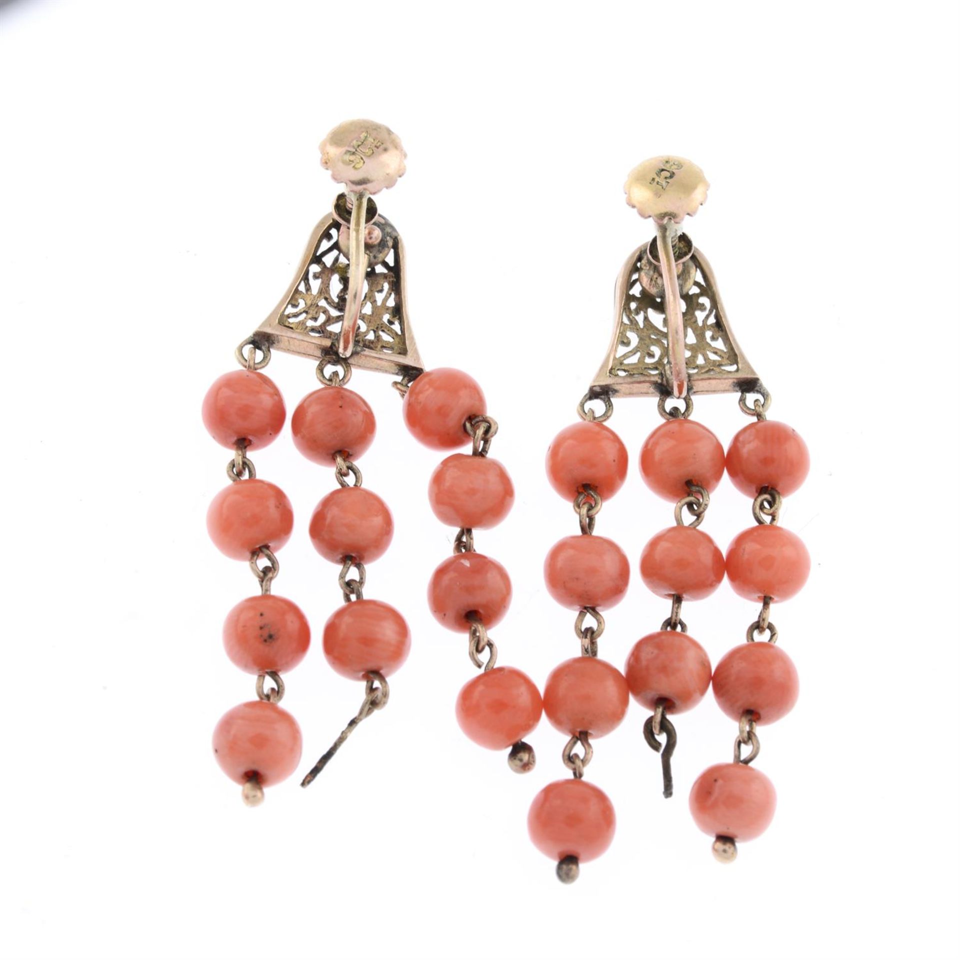 Early 20th century coral earrings, AF - Image 2 of 2