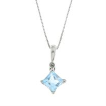 Topaz & diamond pendant, with chain