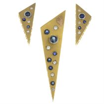 Sapphire & diamond earrings & pendant set