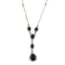 18ct gold Jet & pave-set diamond necklace