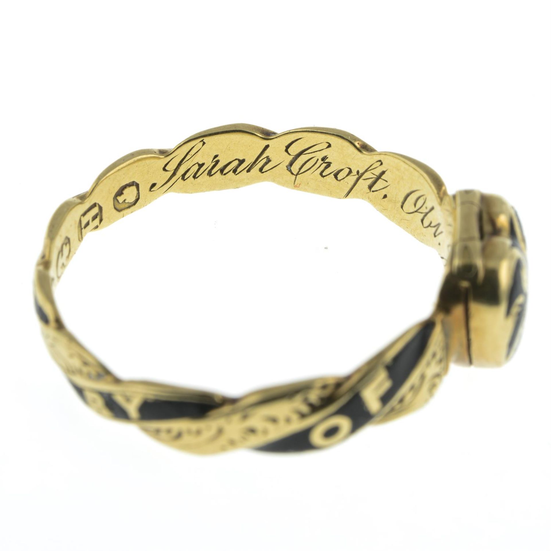 Mid Victorian gold enamel memorial locket ring, circa 1856 - Image 5 of 7