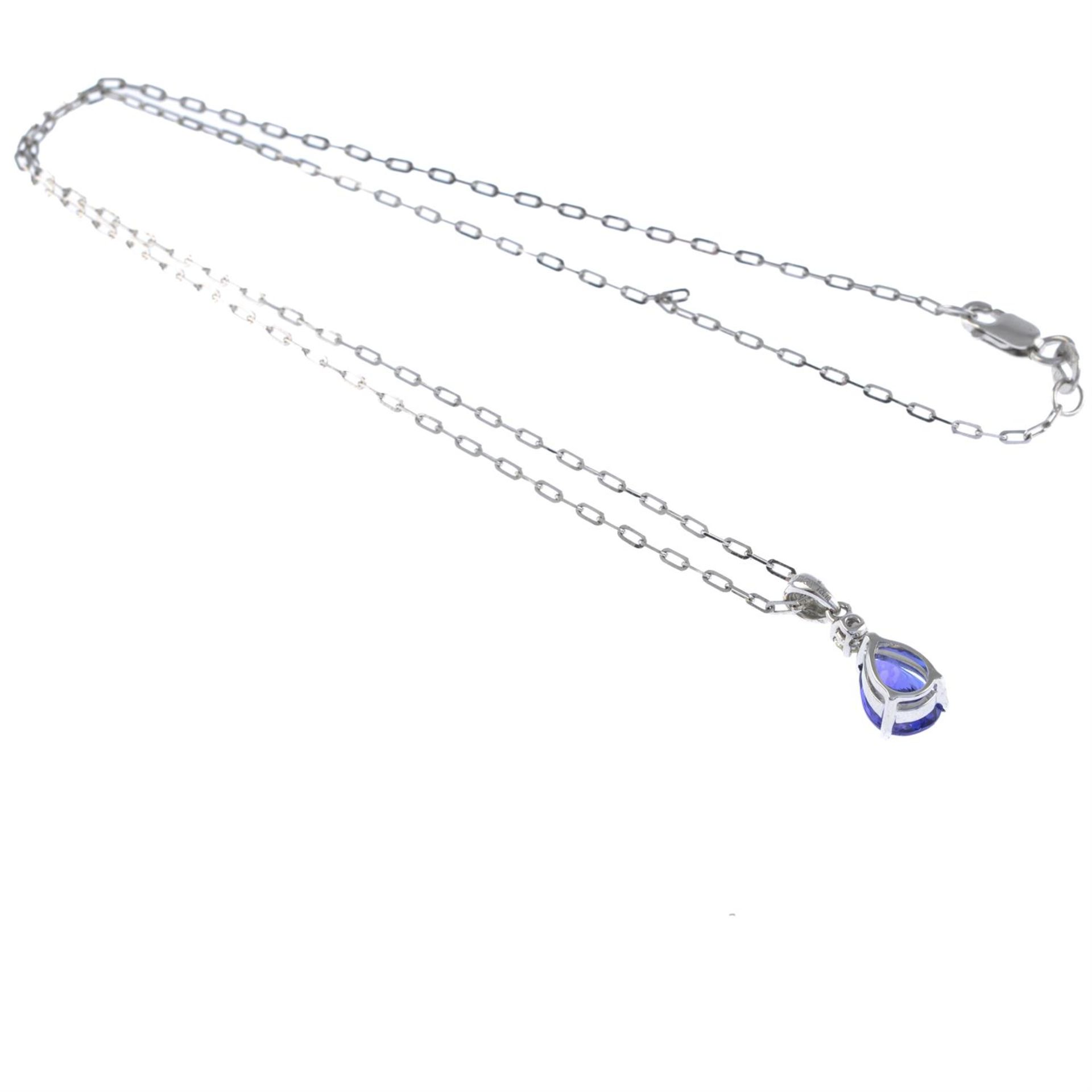 Tanzanite & diamond pendant, with 9ct gold chain - Image 3 of 3