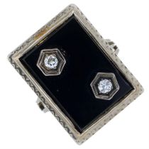 Mid 20th century onyx & diamond ring