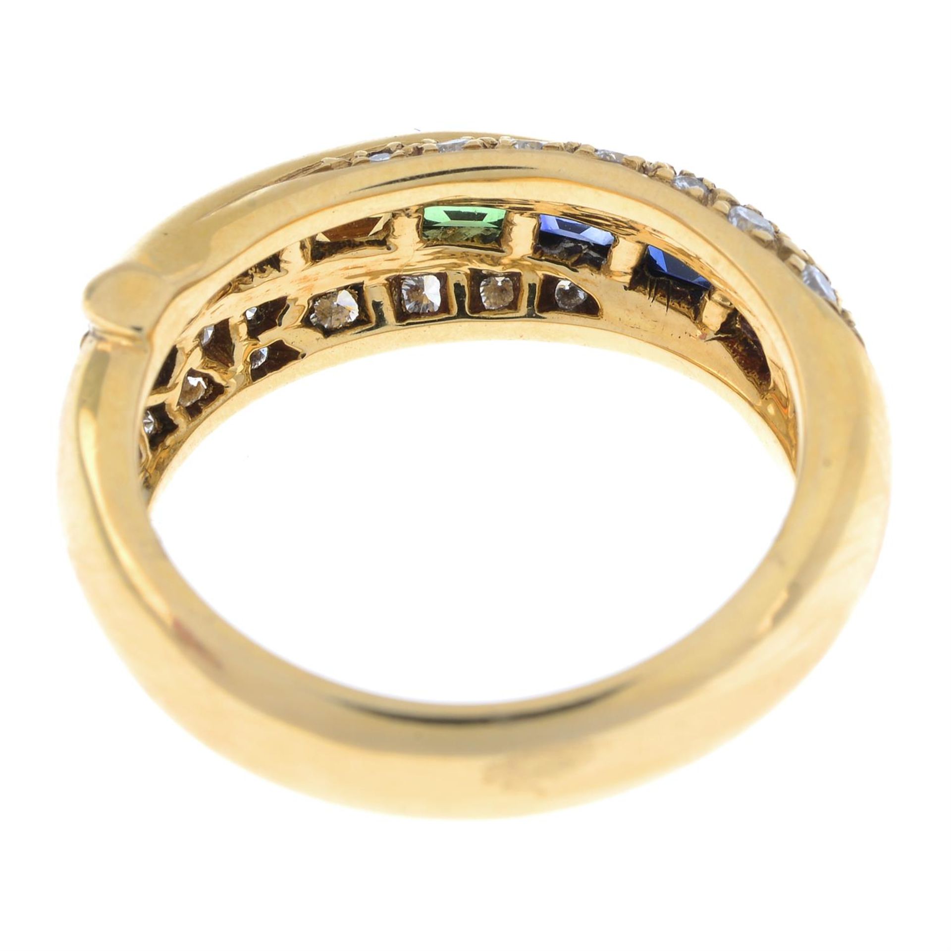 18ct gold vari-hue sapphire & diamond ring - Image 3 of 4