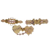 Three 9ct gold late 19th century brooches