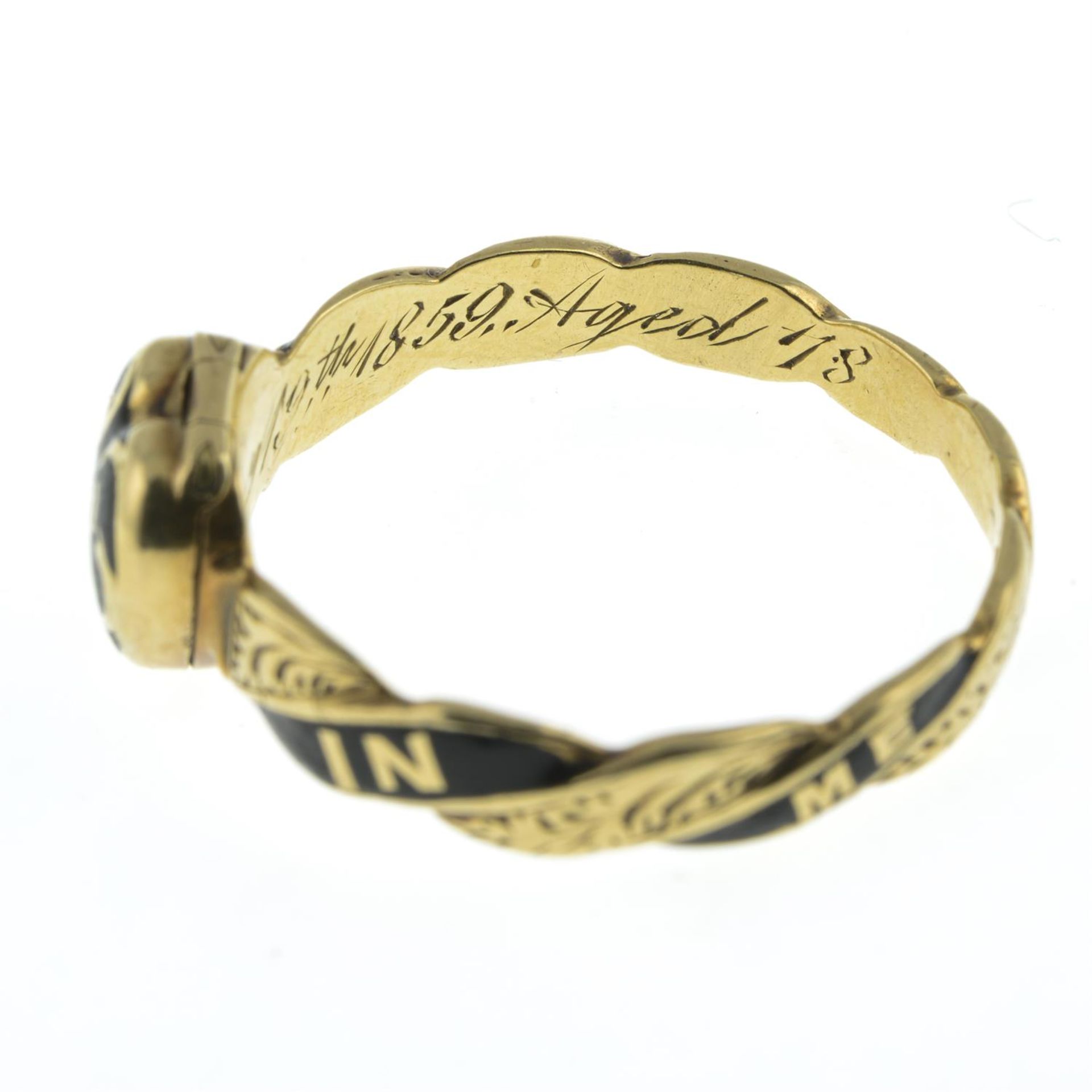 Mid Victorian gold enamel memorial locket ring, circa 1856 - Image 7 of 7