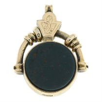 Early 20th century bloodstone & sardonyx fob