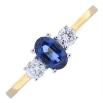 18ct gold sapphire & diamond three-stone ring