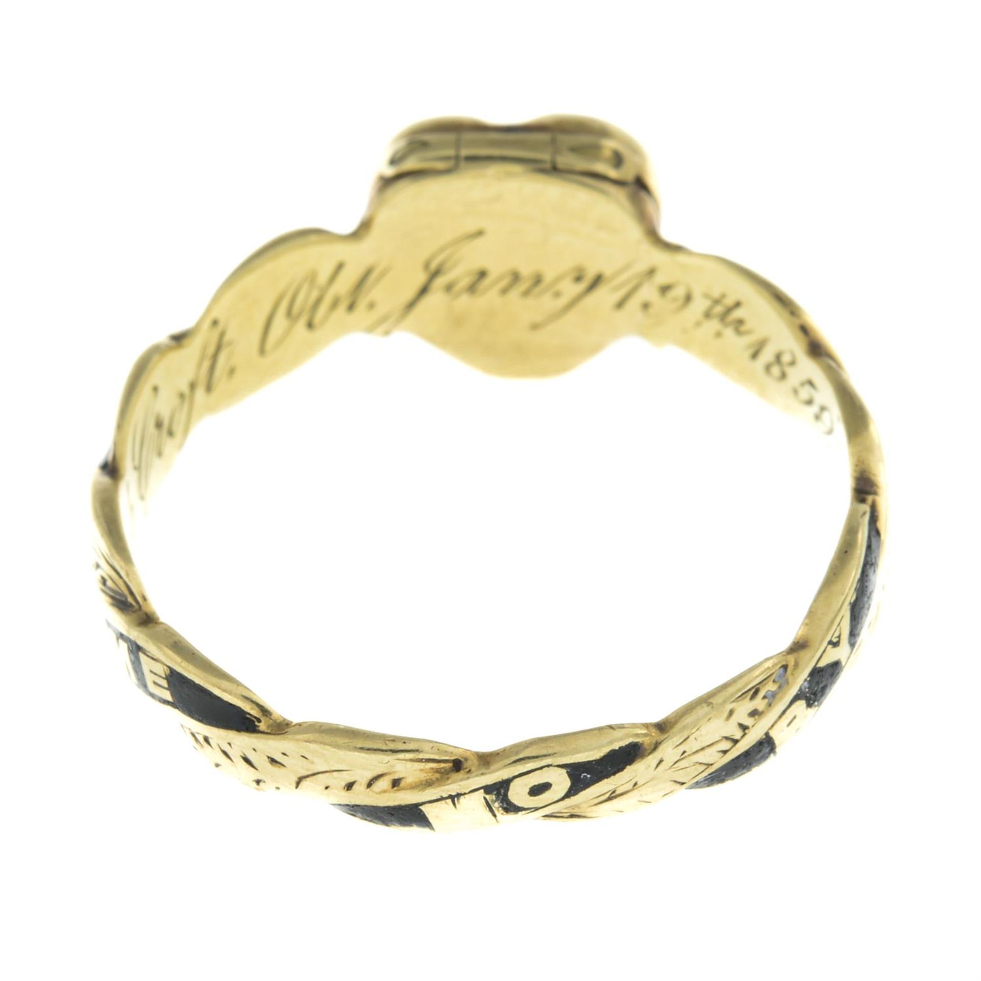 Mid Victorian gold enamel memorial locket ring, circa 1856 - Image 3 of 7