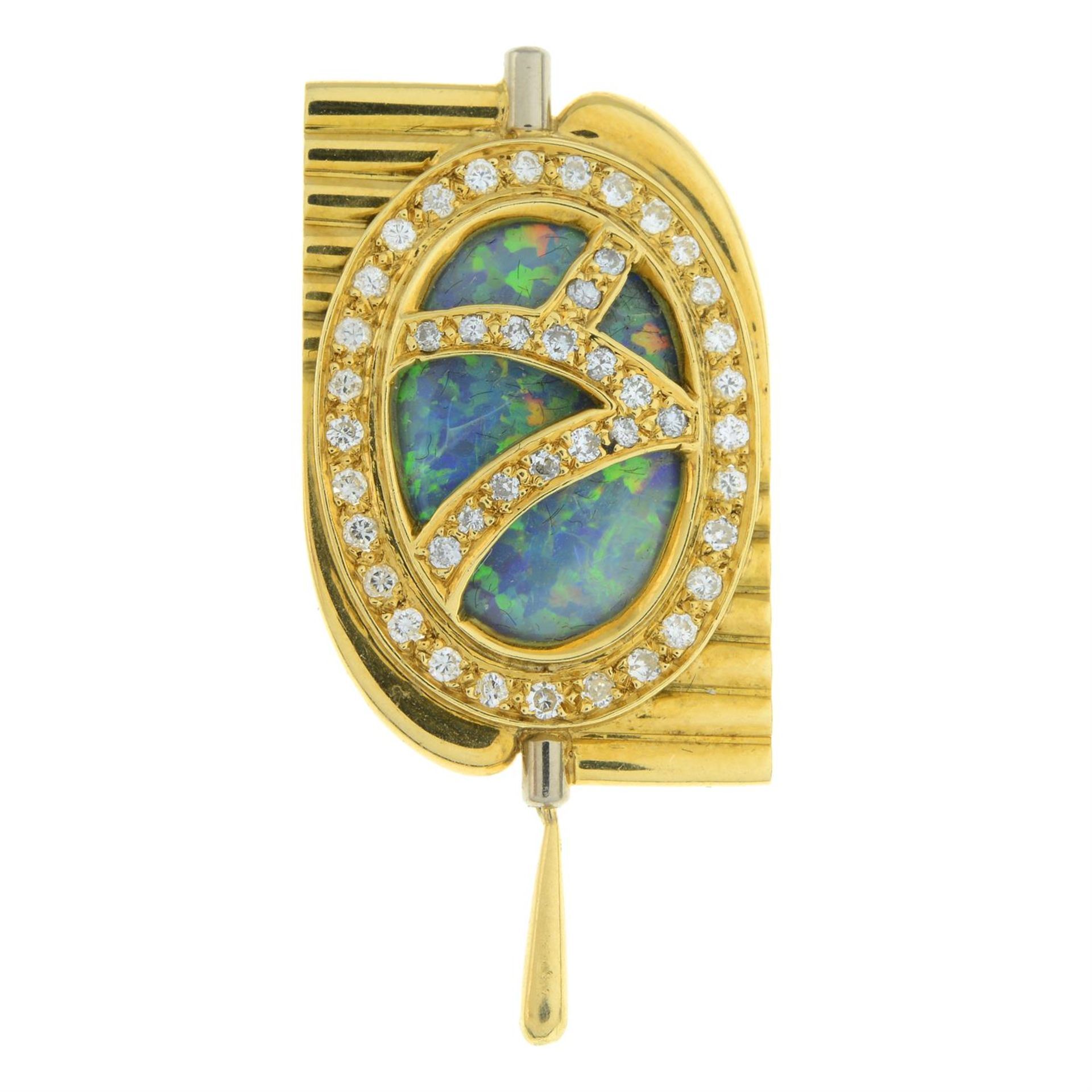 18ct gold opal & diamond pendant