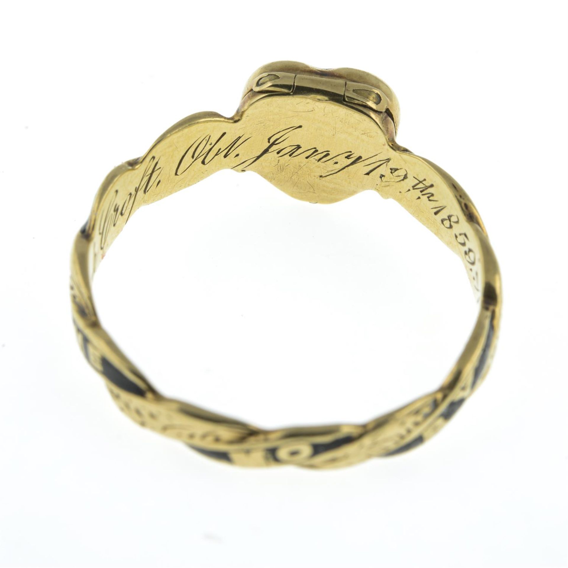 Mid Victorian gold enamel memorial locket ring, circa 1856 - Image 6 of 7