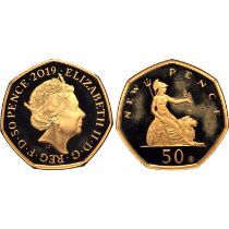 United Kingdom. Elizabeth II AV Piedfort Proof 50 Pence.
