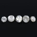Five old-cut diamonds, 1.35ct