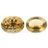 Two fancy oval-shape citrines, 106.36ct