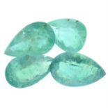 Four pear-shape emeralds, 6.18ct
