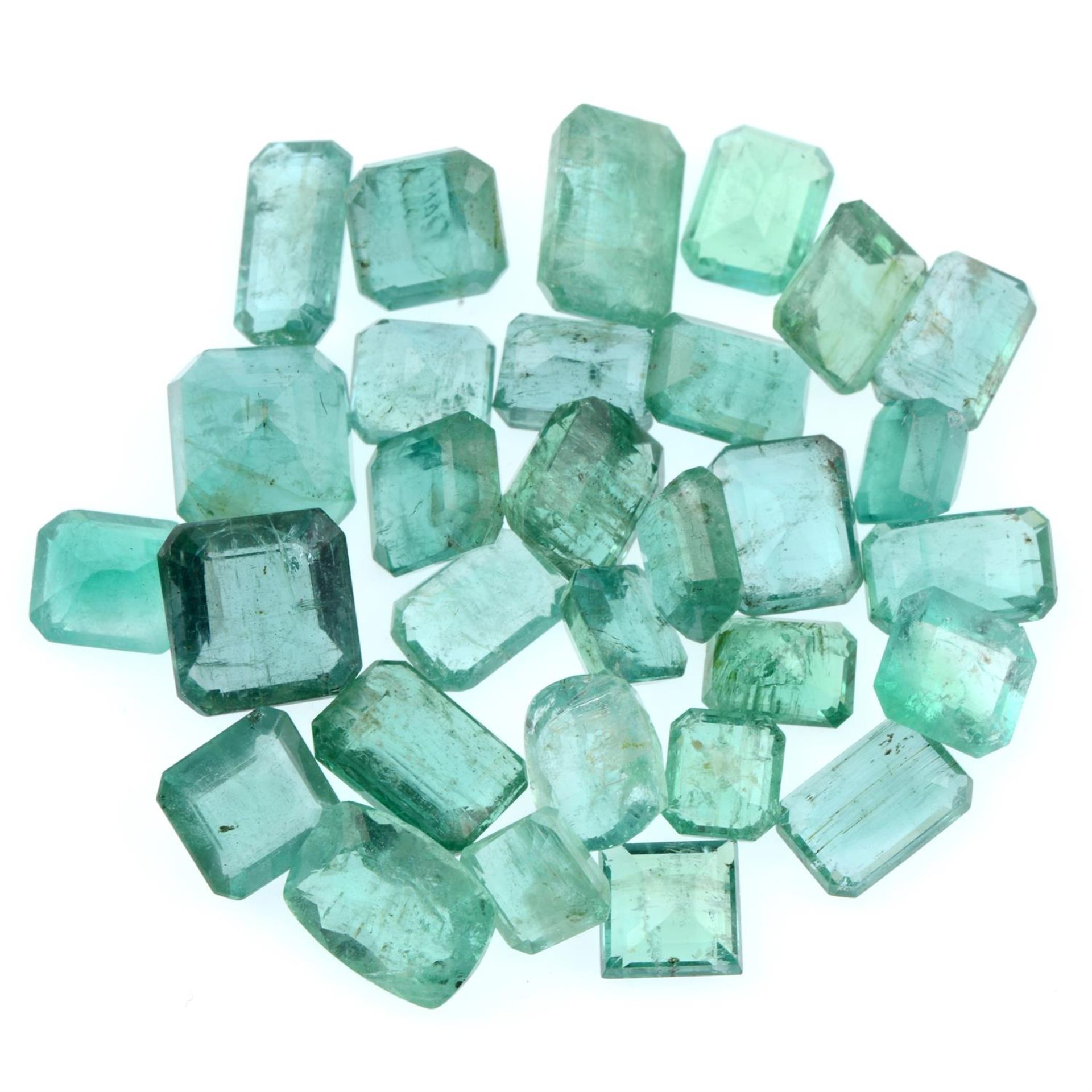 Rectangular-shape emeralds, 21.16ct