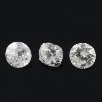 Three vari-cut diamonds, 0.67ct