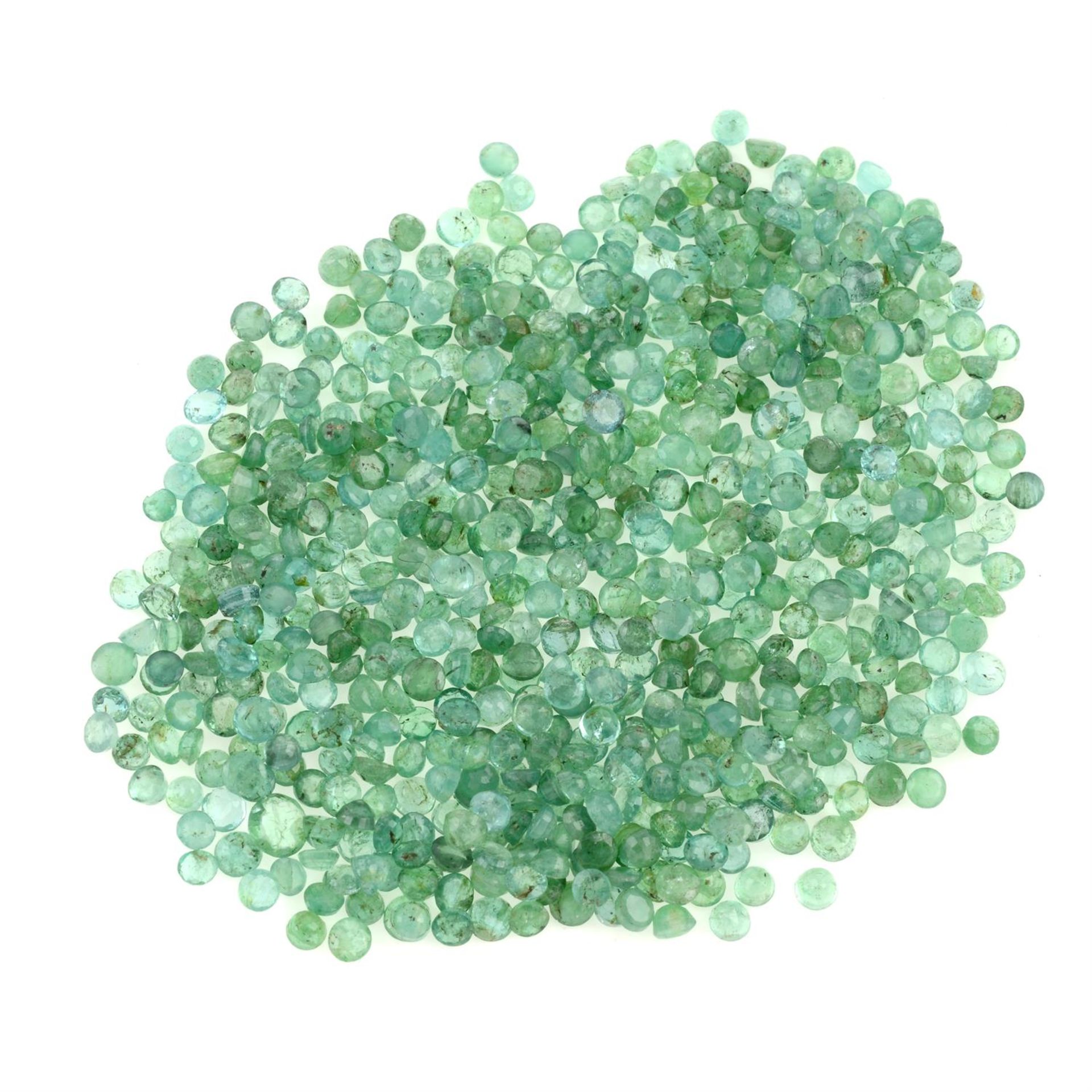Circular-shape emeralds, 51.60ct