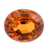 Oval-shape orange sapphire, 2.50ct