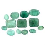 Assorted vari-shape emeralds, 54.90ct