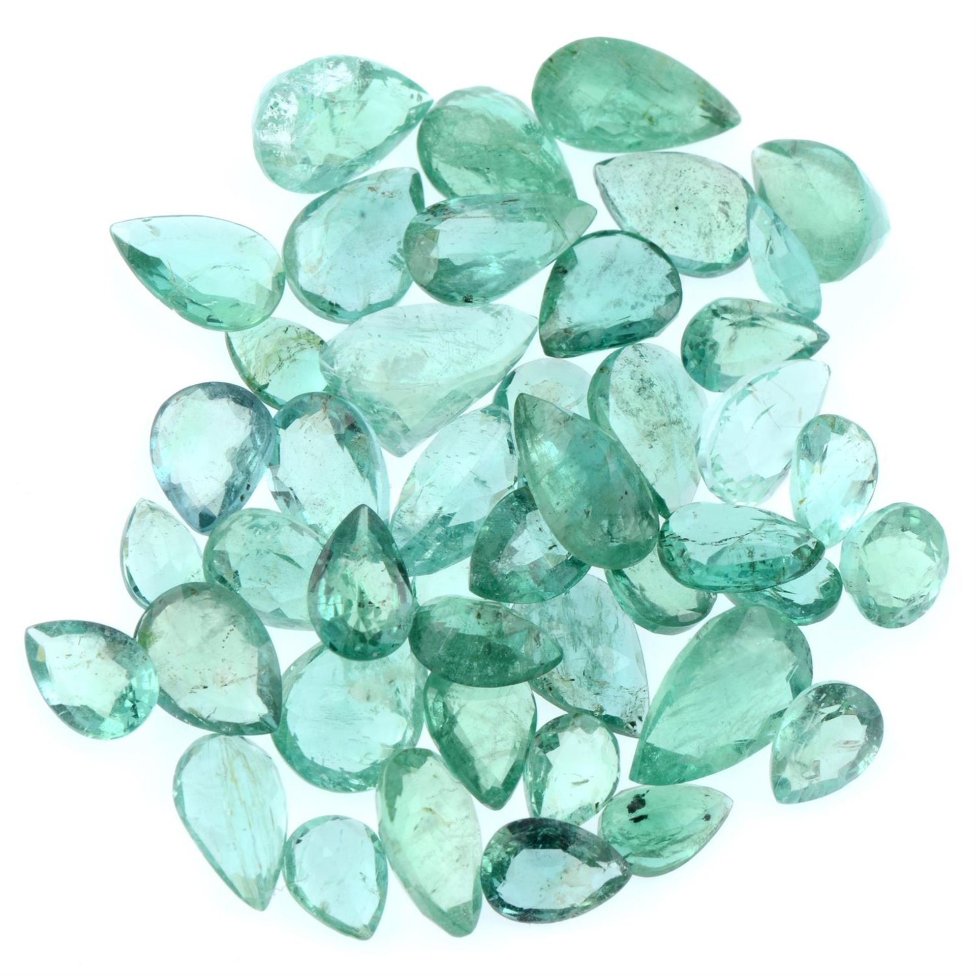 Pear-shape emeralds, 20.49ct
