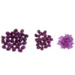 Vari-shape rubies cabochons, 134.57ct