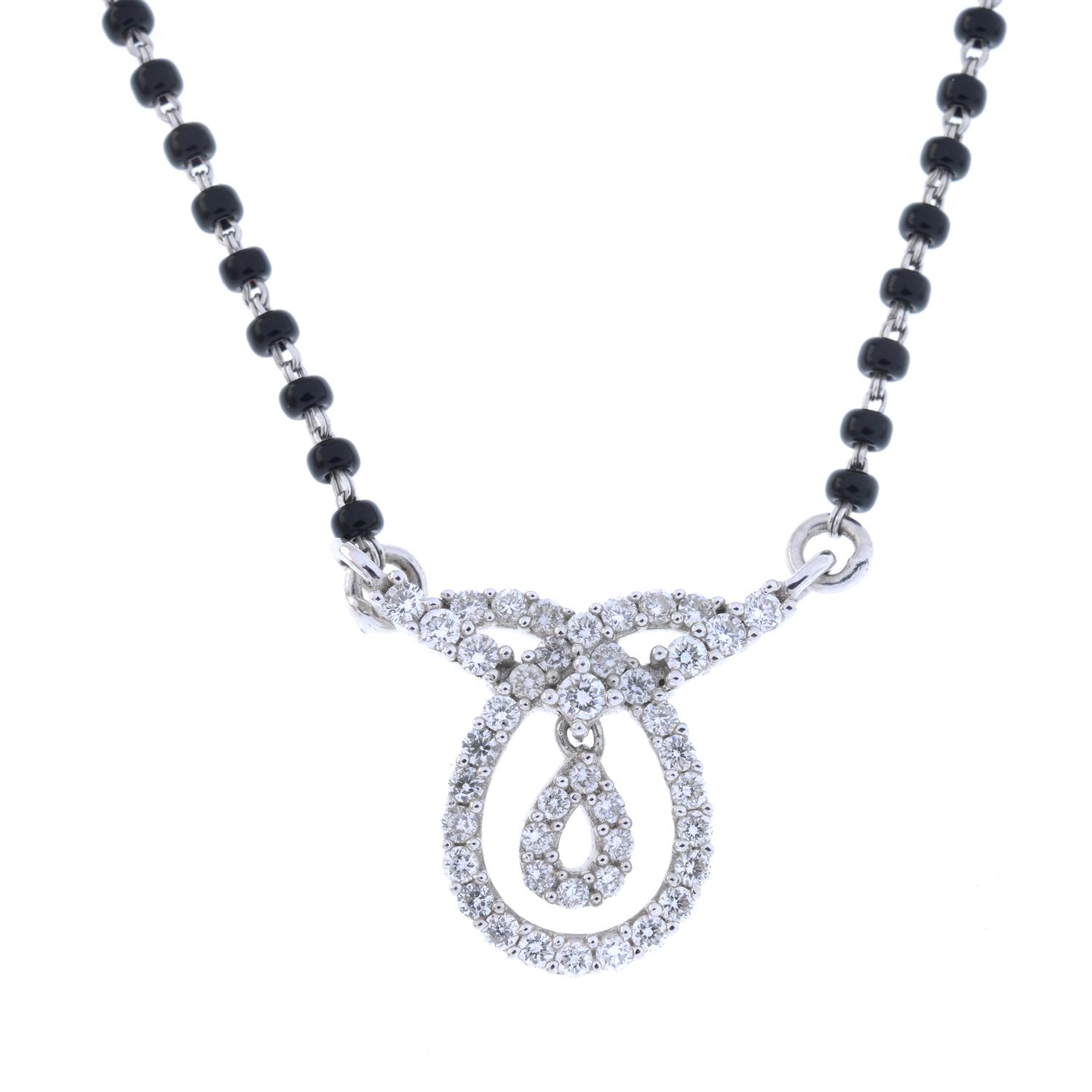 Diamond & black gem necklace