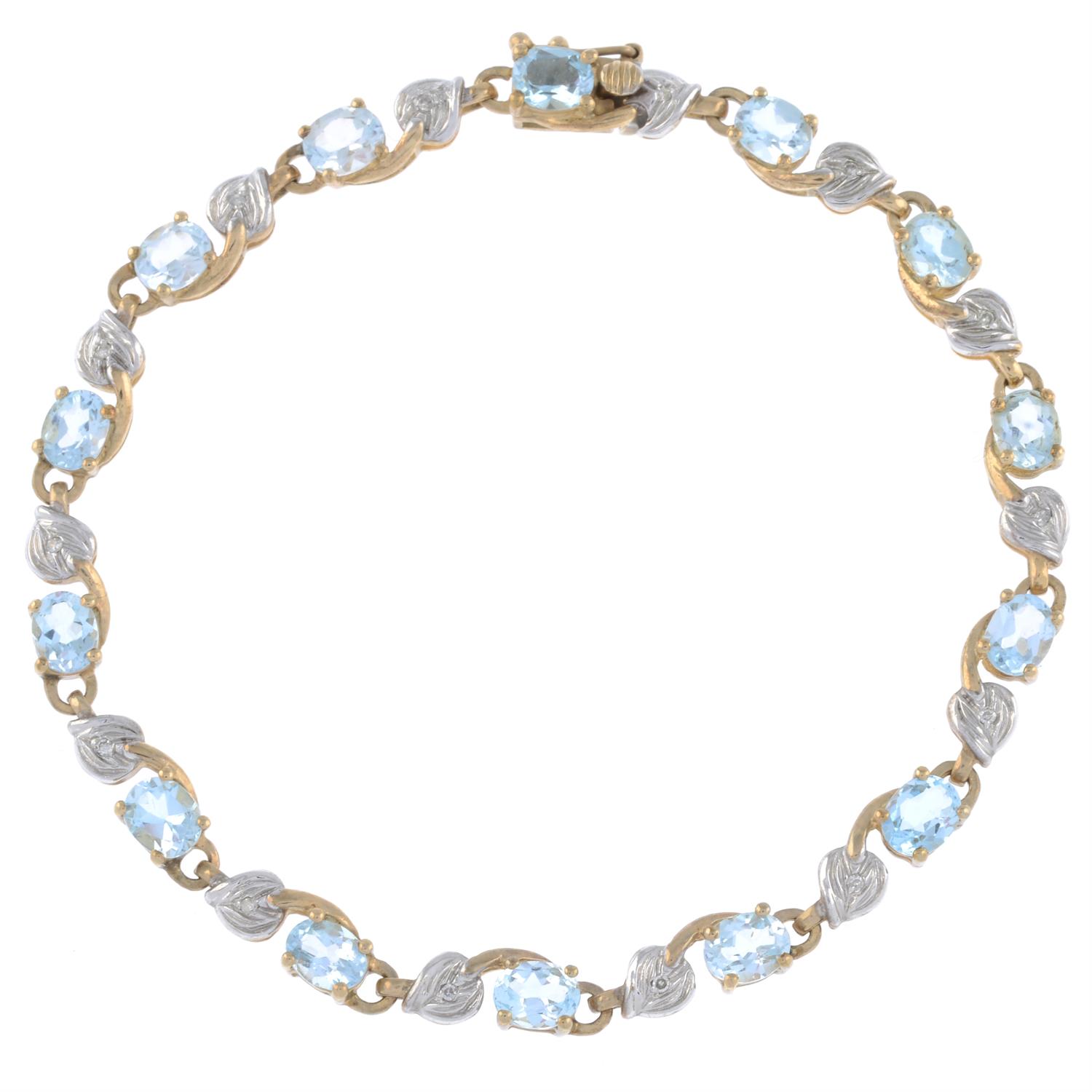 9ct gold blue topaz & diamond bracelet