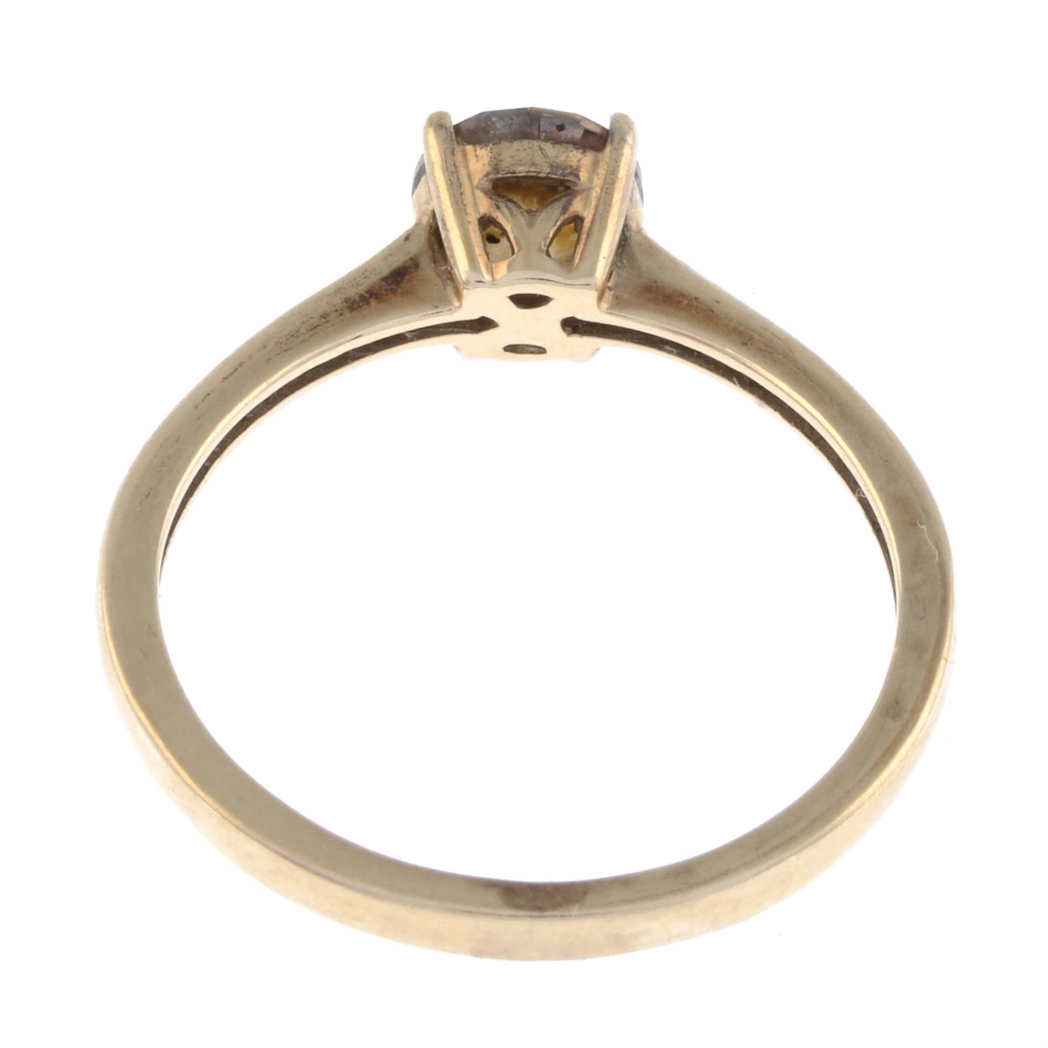 9ct gold 'brown' diamond single-stone ring - Image 2 of 3