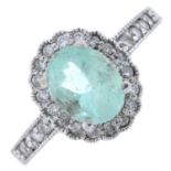 14ct gold green beryl & diamond dress ring