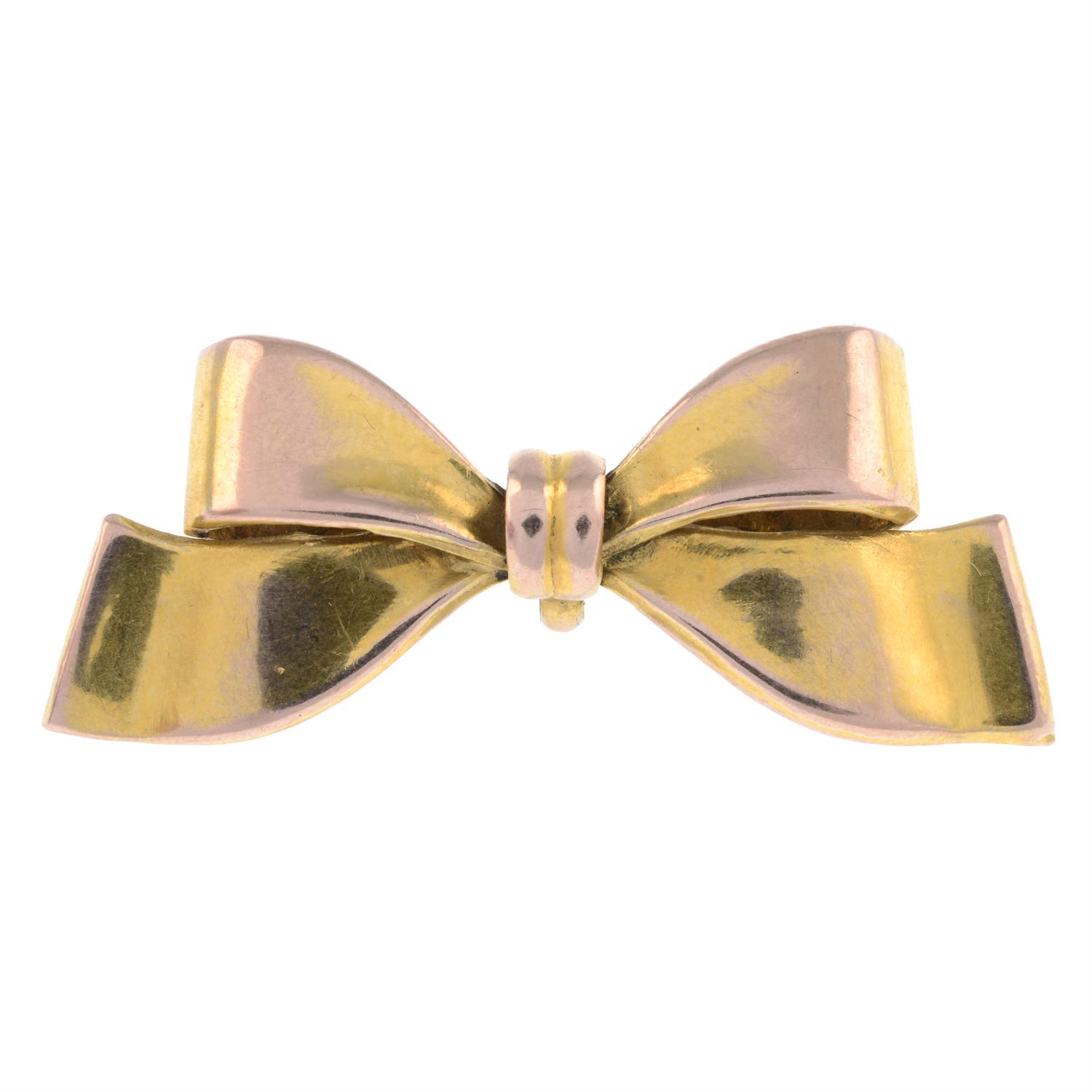 Edwardian 9ct gold bow brooch