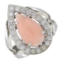 Coral & diamond ring