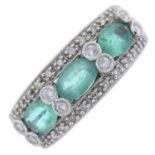 Diamond & emerald dress ring
