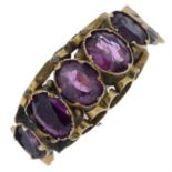 Victorian 15ct gold garnet five-stone ring