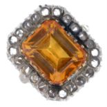 Synthetic orange sapphire cluster ring