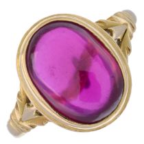 Synthetic ruby single-stone ring