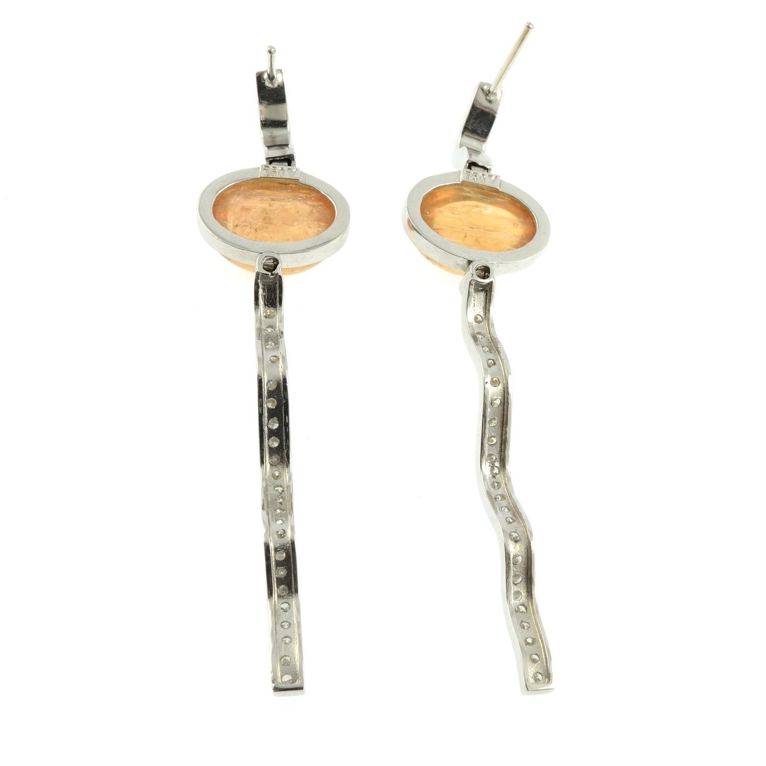 Diamond and orange agate earrings - Image 2 of 3