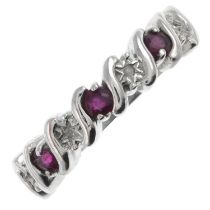 9ct gold diamond & ruby half eternity ring